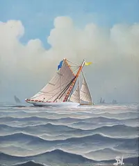 George Nemethy, Racing Sloop, Oil on Board