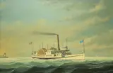 Portrait of the Side-Wheeler Nantucket Leaving Brant Point by Salvatore Colacicco, Oil on Board, offered Aug 2022