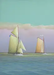 George Nemethy, Sailing Side by Side, Oil on Artist Board