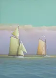 George Nemethy, Sailing Side by Side, Oil on Artist Board