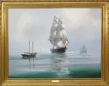Barry Mason, Morning Mists Off Boston U.S. Clipper Flying Fish, Oil on Canvas