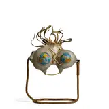 Osneldo García, Untitled, metal, iron rebar, leather, cut foam globe and twine