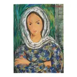 Víctor Manuel García Valdés, Mujer con manto blanco, tempera, watercolor and charcoal on paper