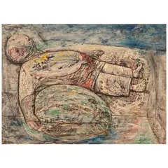 Eduardo M. Abela, Niño con melón, 1955, oil on Masonite