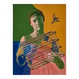 Daniel Serra-Badué, Mujer con pajarera, 1961, oil on canvas