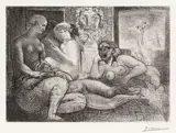 Pablo Picasso, Quatre femmes nues et tête sculptée, from La Suite Vollard (Bloch 219, Baer 424), 1934, Etching on Montval laid paper with the publisher's watermark