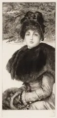 James Tissot, Promenade dans la neige (Wentworth 48), 1880, Etching and drypoint on laid paper, first state (of 3)