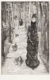 James Tissot, La mystérieuse, from La femme à Paris (Wentworth 80), 1885, Etching and drypoint on Van Gelder laid paper