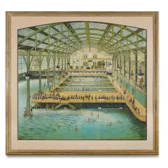 Anonymous, Sutro Bath of San Francisco, 1896, Lithograph in colors on four sheets of wove paper linen-backed (as issued)