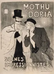 Théophile Steinlen, Mothu et Doria, Scènes impressionistes (Crauzat 490 variant), 1893, Lithograph on wove paper linen-backed
