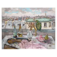 Françoise Adnet, Il fait trés chaud / nappe no se, oil on canvas