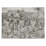 Pieter Bruegel the Elder, Skating Before the St. George's Gate, Antwerp (New Hollstein 41, Van Bastelaer 205, Lebeer 51), c. 1558, Engraving on laid paper backed with japon, New Hollstein's first state (of 2), trimmed to or just within the platemark