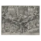 Pieter Bruegel the Elder, The Parable of the Wise and Foolish Virgins (New Hollstein 4, Van Bastelaer 123, Lebeer 39), c. 1560-63, Engraving on laid paper with unidentified watermark, New Hollstein's first state (of 2), trimmed to the platemark