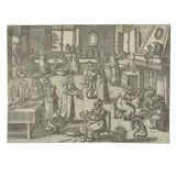 Pieter Bruegel the Elder, The Laundry, from Monkeys (New Hollstein 192), c. 1562, Engraving on wove paper, trimmed to the platemark with inscription panel at the bottom of the plate trimmed