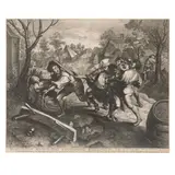 Pieter Bruegel the Elder, Peasant Fighting Over a Game of Cards (New Hollstein A67, Van Bastelaer 218, Lebeer 89), c. 1620, Etching with engraving on laid paper, New Hollstein's first and only state, trimmed to the platemark