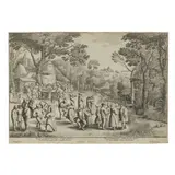 Jan Brueghel the Elder, Rustic Wedding Dance (New Hollstein A58, Van Bastelaer 212), 1650, Etching on laid paper backed with japon with indistinct watermark, the first and only state, trimmed to or just within the platemark