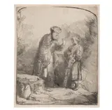 Abraham and Isaac (Bartsch, Hollstein 34, Hind 214, New Hollstein 224) by Rembrandt Harmensz van Rijn, 1645, Etching on wove paper, New Hollstein's second (final) state, a Basan workshop impression, sold Jan 2025