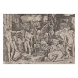 Agostino Veneziano, The Skeletons (Allegory of Death and Fame), c. 1520s, Engraving on laid paper, trimmed to or just within the platemark