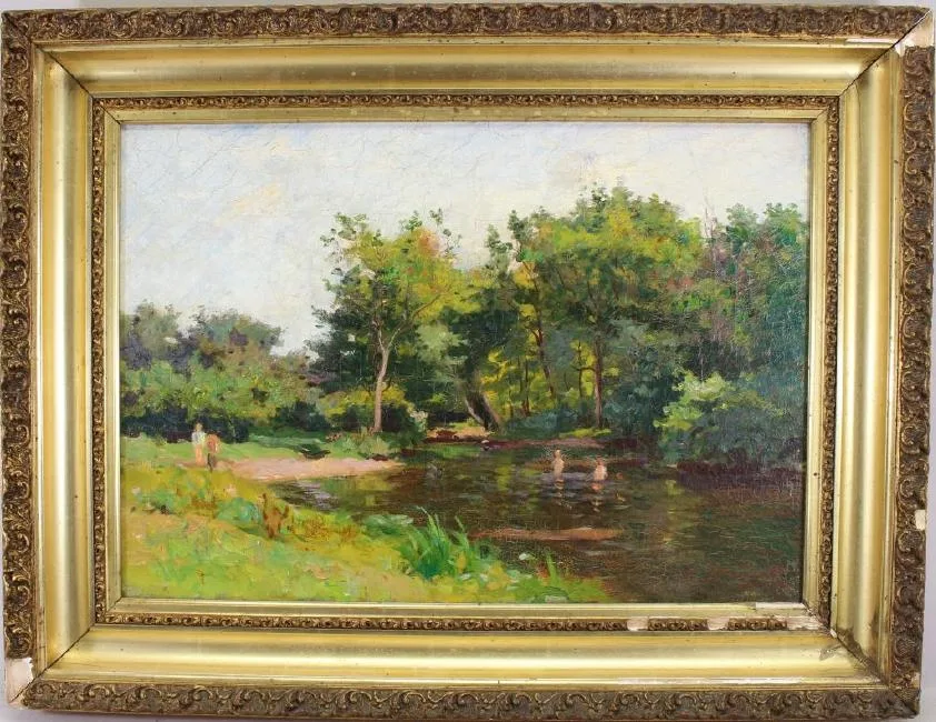Swimming Hole by Jacob Wagner, Oil on canvas, offered Aug 2018