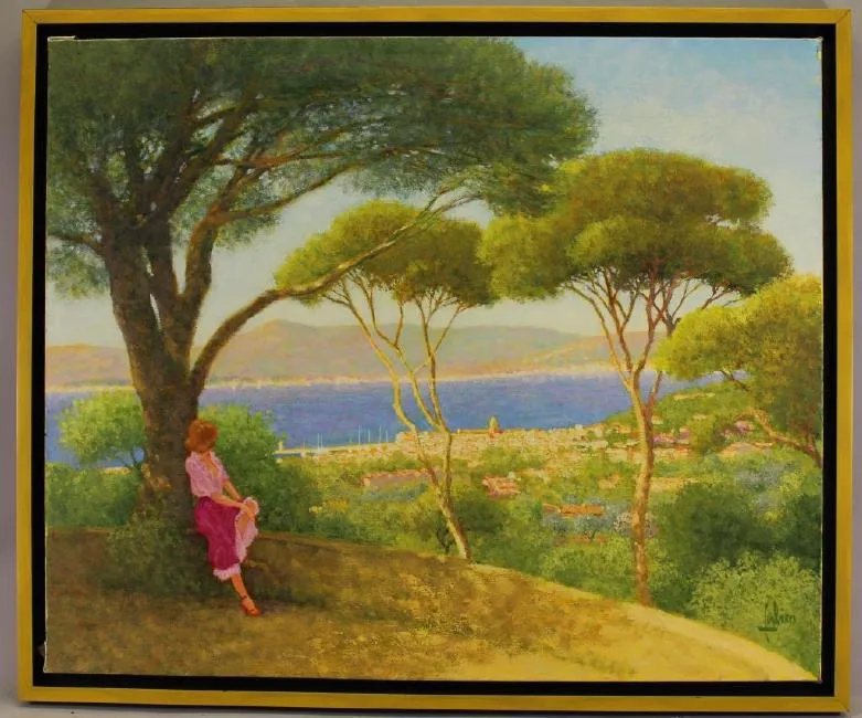 St. Tropez au Loin by Louis P. Fabien, Oil on canvas, sold Aug 2018