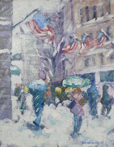John Crimmins, 5th Ave. NYC, Oil on board