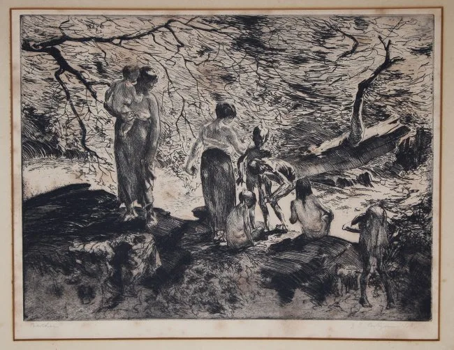 Bathers by John Edward Costigan, Etching, sold Oct 2018