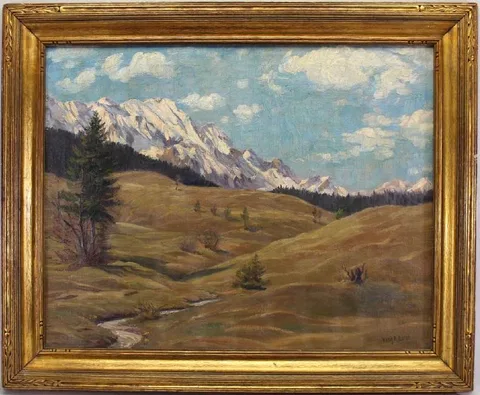 In the Mountains by Irving R. Bacon, Oil, sold Oct 2018