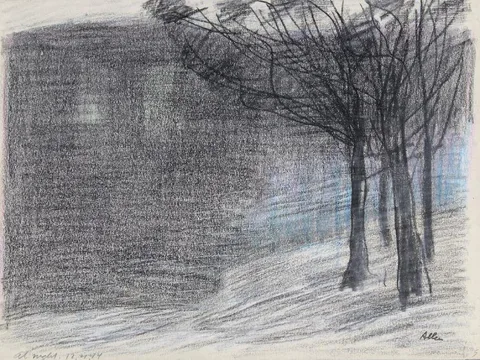 Frank Leonard Allen, At Night, Pencil