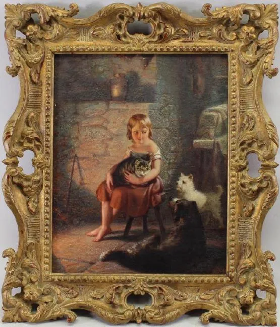 Kitty's Pets by Benjamin Franklin Reinhart, Oil on board, offered Oct 2018