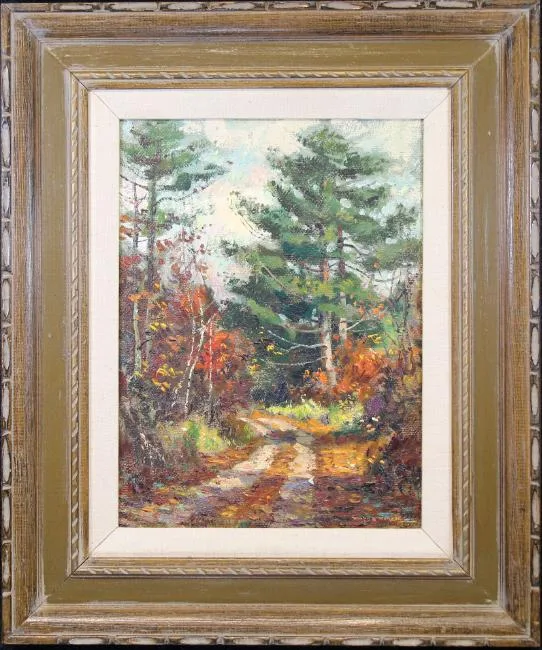 Path in the Pines by Wayne Beam Morrell, Oil on board, sold Dec 2018