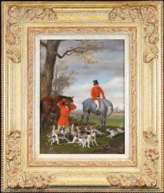 William H Wheelwright, Conclusion of the Fox Hunt, Oil on Panel
