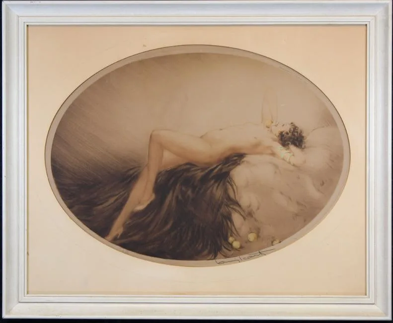 Untitled by Louis Icart, etching, sold Dec 2018