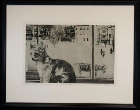 Julie at Window by Peter Milton, Etching, sold Dec 2018