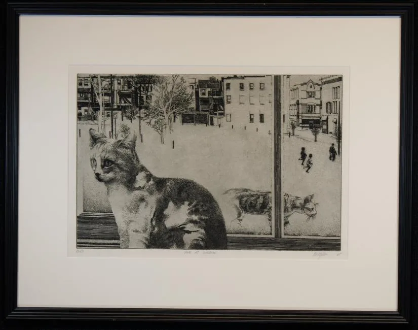 Julie at Window by Peter Milton, Etching, sold Dec 2018