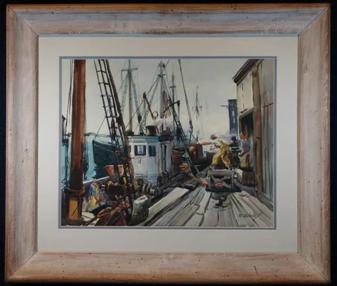 Roy Wilhelm, Unloading Red Fish, Watercolor