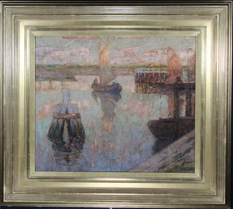 Apollinari Mikhailovic Vasnetsov, Boats Moored in a Port, Oil on Wood