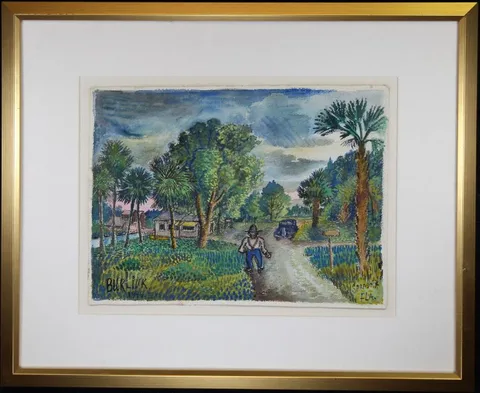 David Burliuk, Sarasota, FLA., Watercolor/Mixed Media