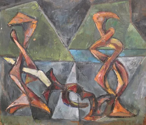 Abstractions by Emanuel Glicenstein Romano, 1954, Oil, offered Mar 2019