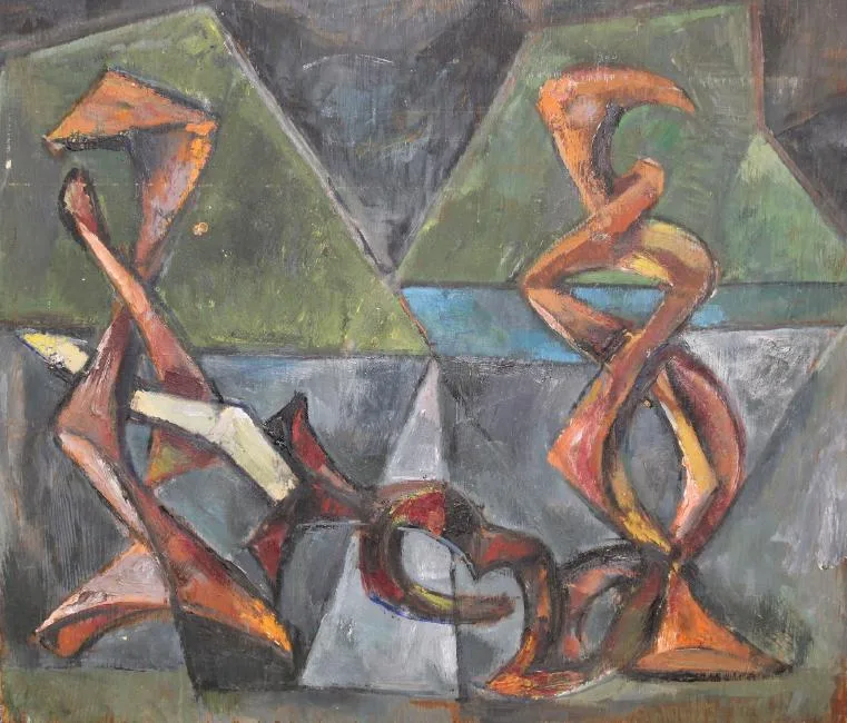 Abstractions by Emanuel Glicenstein Romano, 1954, Oil, offered Mar 2019