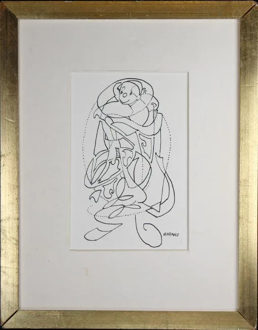 Clown by George Marinko, ink, offered Mar 2019