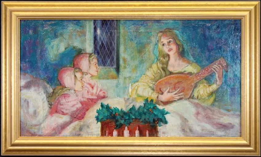 Holiday Card Illustration by David K. Stone, Oil on Canvas, offered Mar 2019