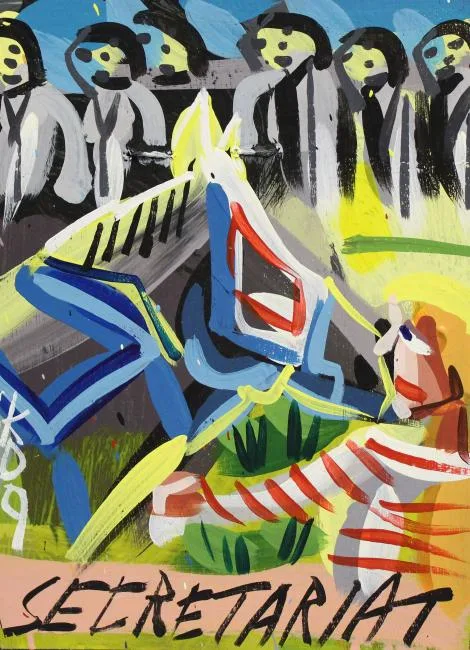 Steve Keene, Secretariat, oil on board