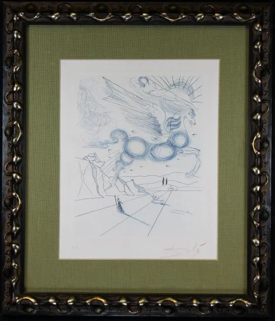 Pegasus Bleu by Salvador Dalí, color pencil, sold Apr 2019