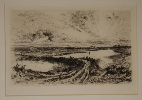 Thomas Moran, Morning: Hook Pond and Old Bridge, 1883, Etching
