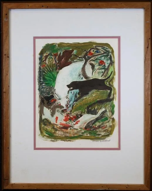 Buell Whitehead, Boar and Dog Fight, Monotype