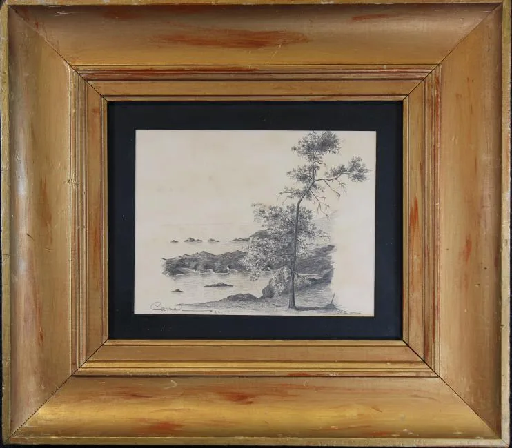 Carmel Point by Laura Wasson Maxwell, 1932, Pencil, offered Apr 2019