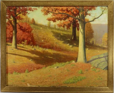 Fred Daniels, Hillside colors, Oil on board
