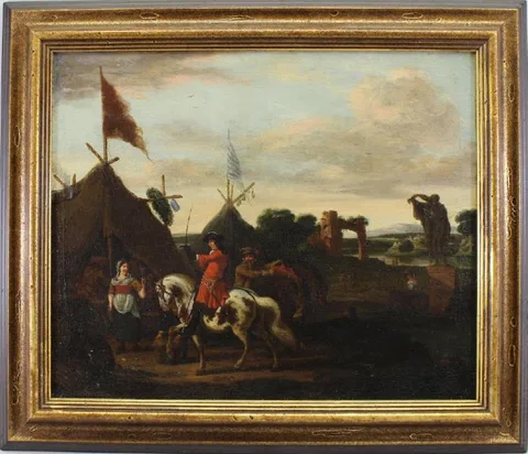Rest from the Battle by Jan Wyck, Oil on canvas, sold Apr 2019