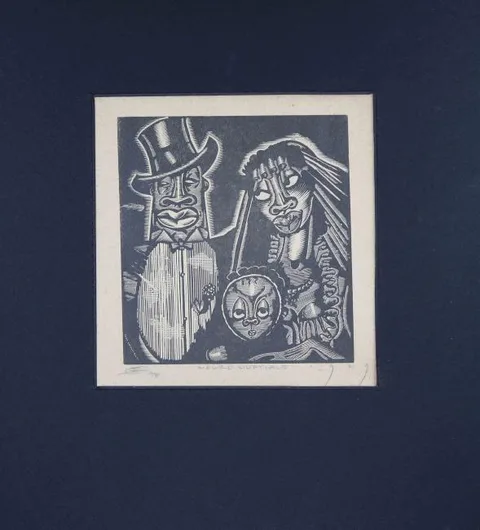 Negro Nuptials by Earl Marshawn Washington, woodcut, offered Apr 2019