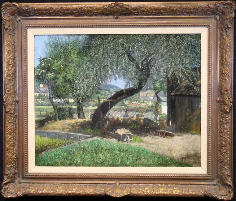 Impressionistic Landscape by Franz Obermüller, Oil on Board, offered Jun 2019